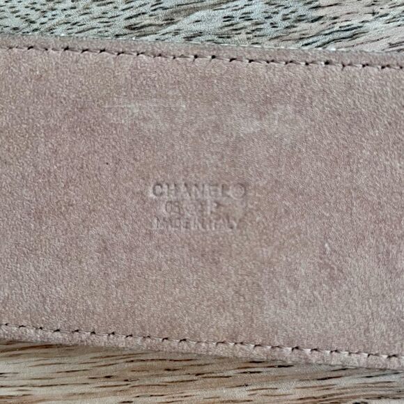 Chanel Authentic VTG 05 Womens Gold Wide Belt CC Logo Embellished Buckle Leather - Picture 9 of 16